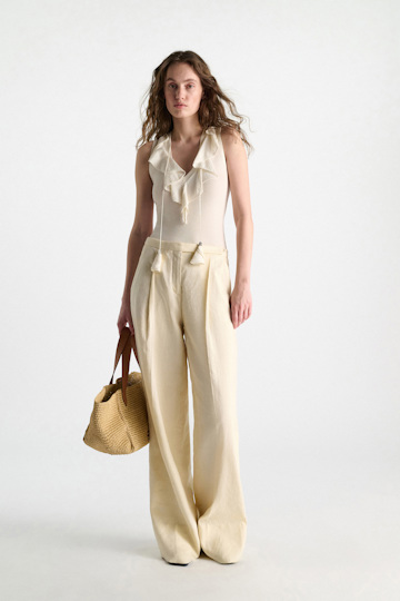 Dorothee Schumacher Lace front sleeveless knit top orchid white