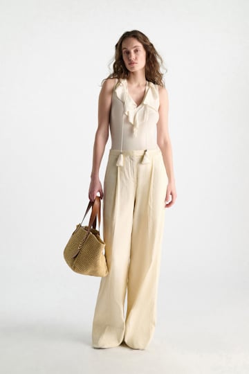 Dorothee Schumacher Lace front sleeveless knit top orchid white