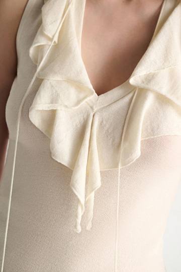 Dorothee Schumacher Lace front sleeveless knit top orchid white