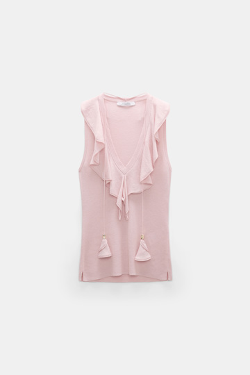 Dorothee Schumacher Lace front sleeveless knit top powder