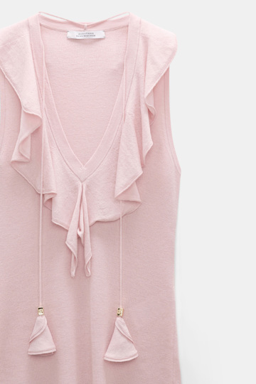Dorothee Schumacher Lace front sleeveless knit top powder