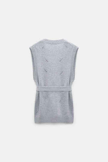 Dorothee Schumacher Besticktes Gilet mit V-Ausschnitt aus Merino und Kaschmir grey blooming bordeaux