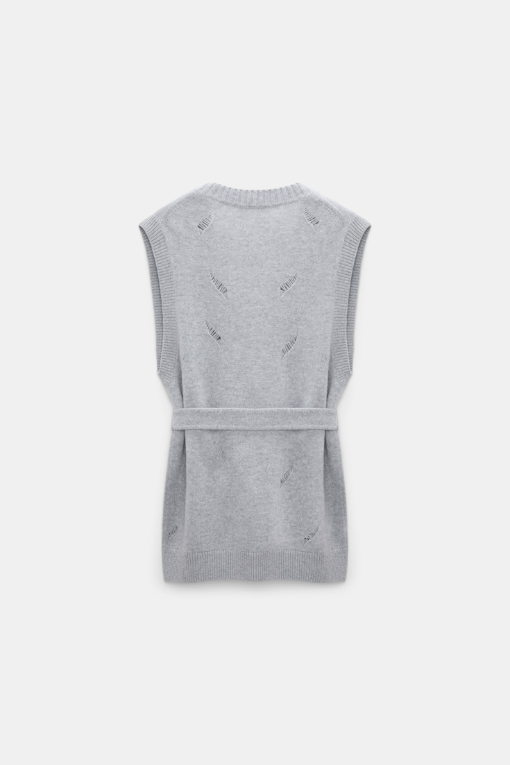 Dorothee Schumacher Embellished Merino-cashmere vest grey blooming bordeaux