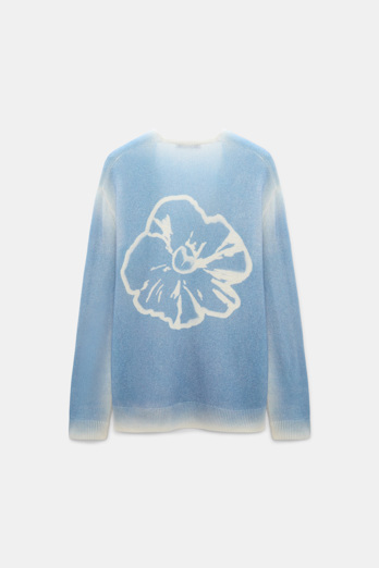 Dorothee Schumacher Merino-cashmere pullover with poppy back poppy blue