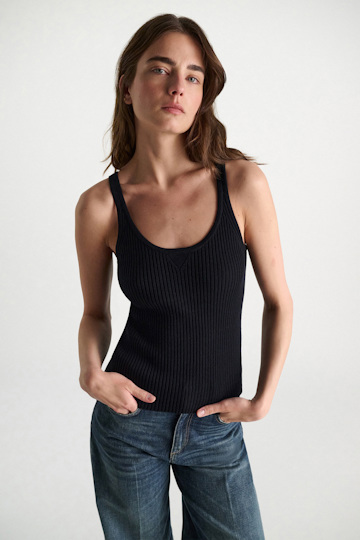 Dorothee Schumacher Scoop neck rib knit tank top dark navy