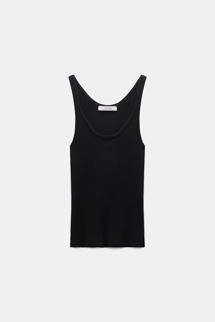 Dorothee Schumacher Scoop neck rib knit tank top dark navy