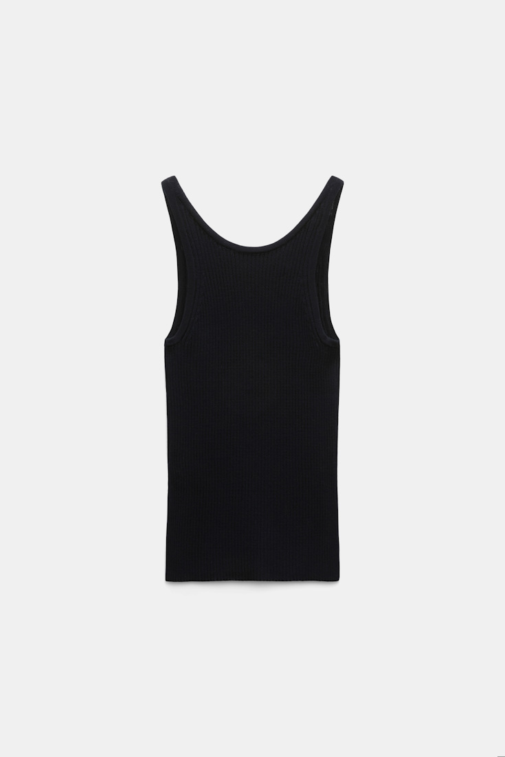 Dorothee Schumacher Scoop neck rib knit tank top dark navy