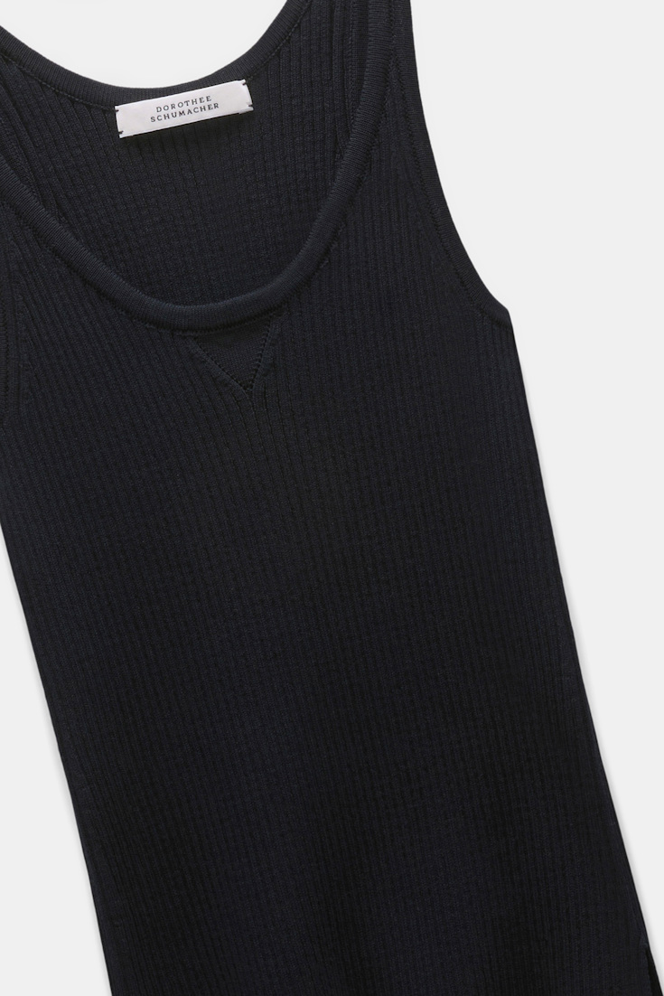 Dorothee Schumacher Scoop neck rib knit tank top dark navy