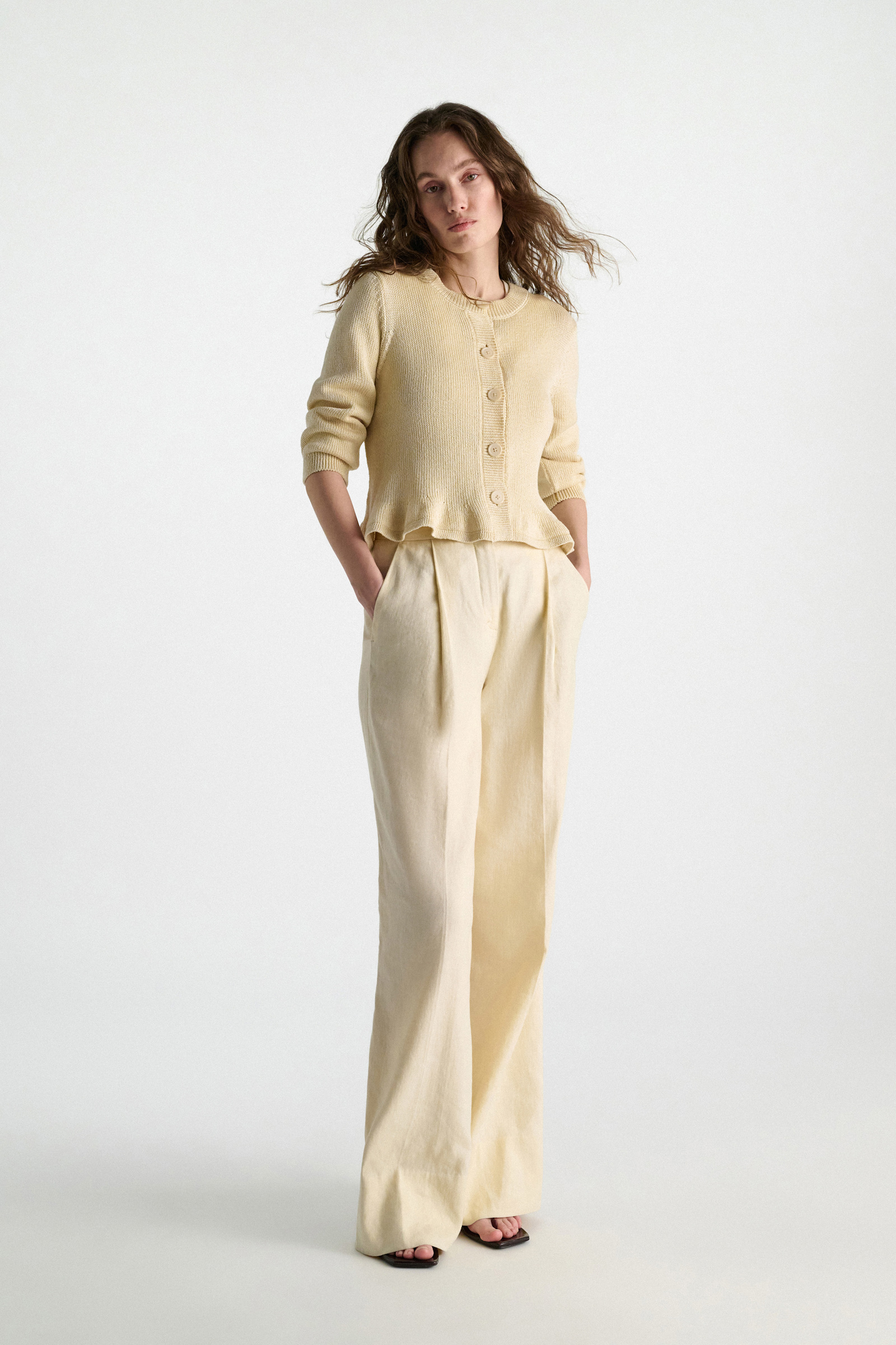 Dorothee Schumacher Kurzer, ausgestellter Cardigan aus Baumwolle icy lemon