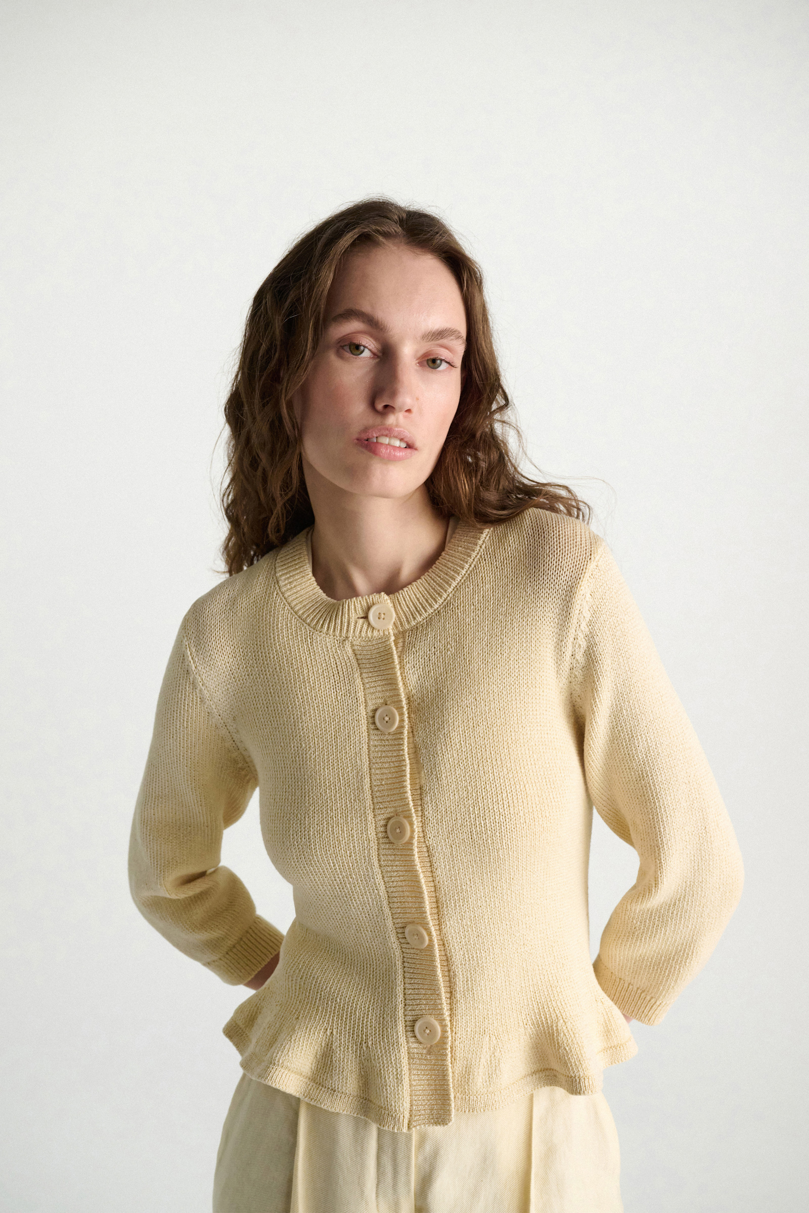 Dorothee Schumacher Kurzer, ausgestellter Cardigan aus Baumwolle icy lemon