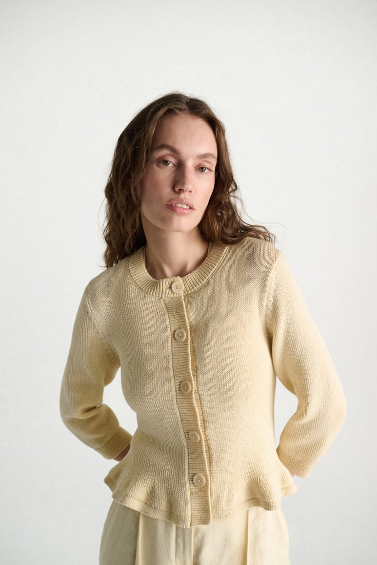 Dorothee Schumacher Kurzer, ausgestellter Cardigan aus Baumwolle icy lemon