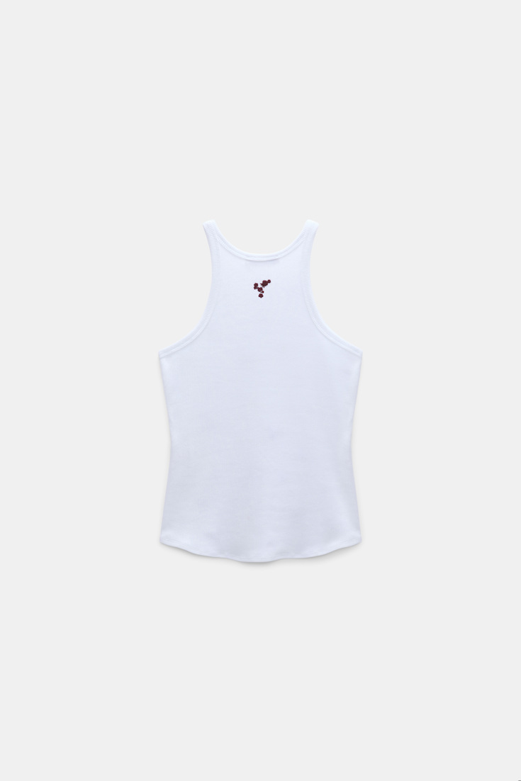 Dorothee Schumacher Fine rib cotton tank top dark burgundy embroidery