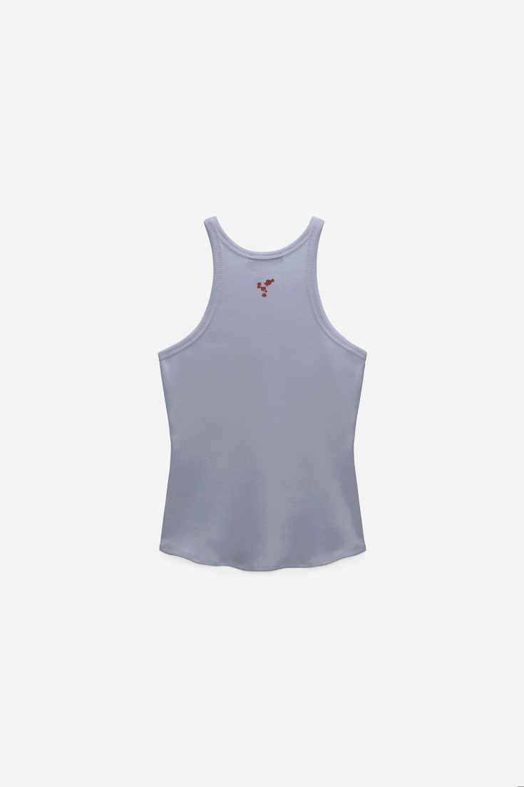 Dorothee Schumacher Fine rib cotton tank top grey blooming bordeaux