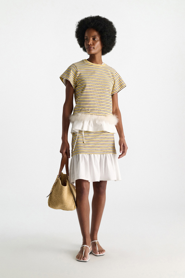 Dorothee Schumacher Striped skirt with flounce hem jersey stripe