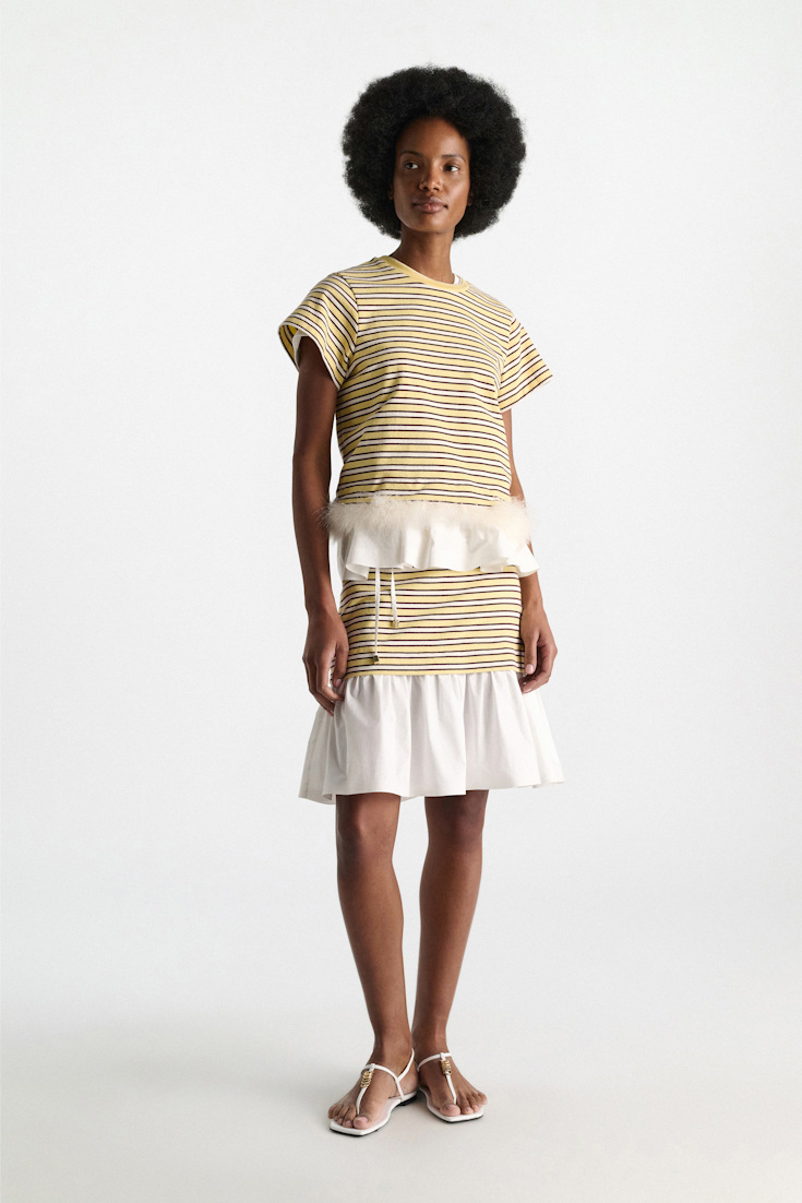 Dorothee Schumacher Striped skirt with flounce hem jersey stripe