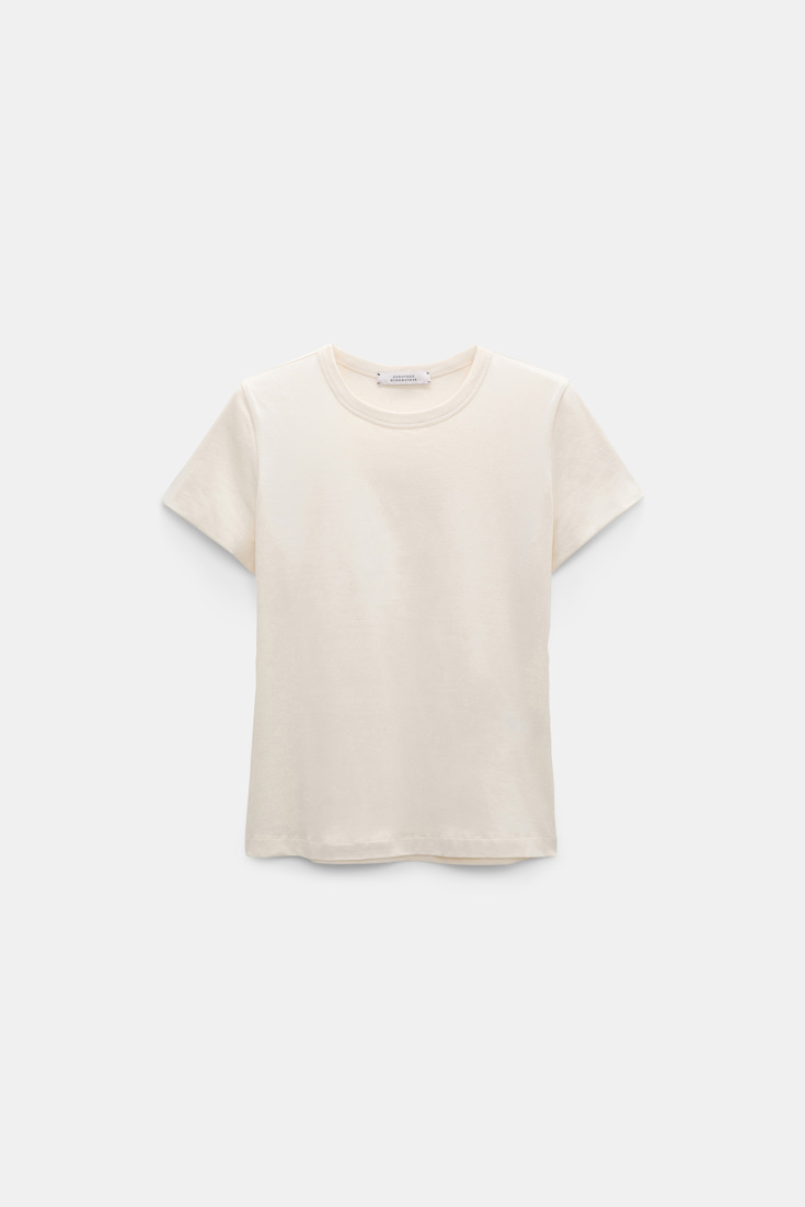 Dorothee Schumacher Round neck shrunken T-shirt canvas white