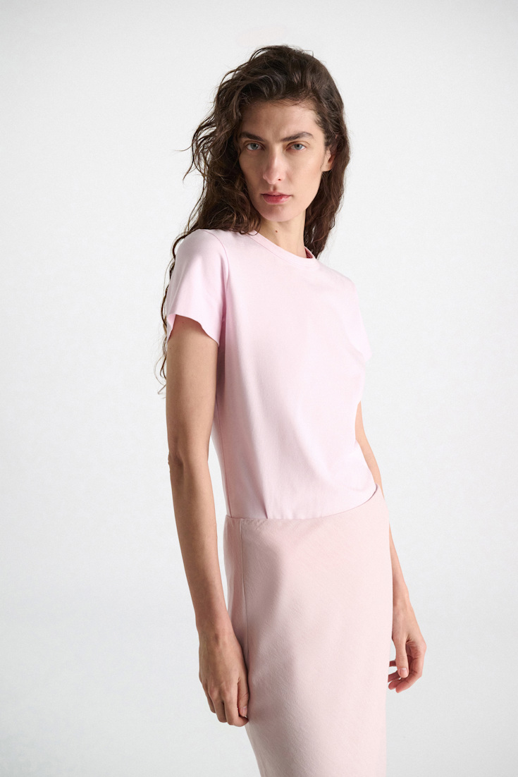 Dorothee Schumacher Round neck shrunken T-shirt shadowy candy