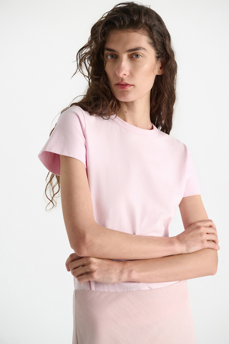Dorothee Schumacher Round neck shrunken T-shirt shadowy candy