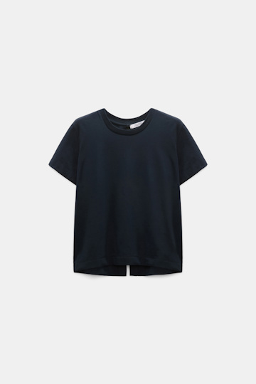 Dorothee Schumacher T-shirt with back slit and feather detail dark navy