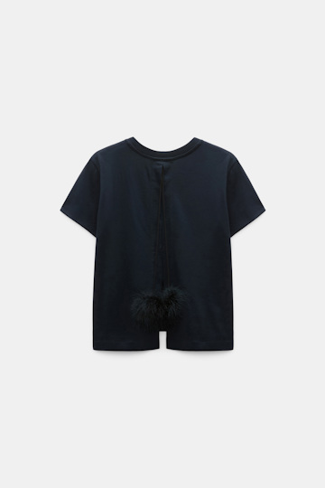 Dorothee Schumacher T-shirt with back slit and feather detail dark navy