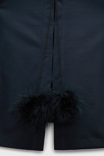 Dorothee Schumacher T-shirt with back slit and feather detail dark navy