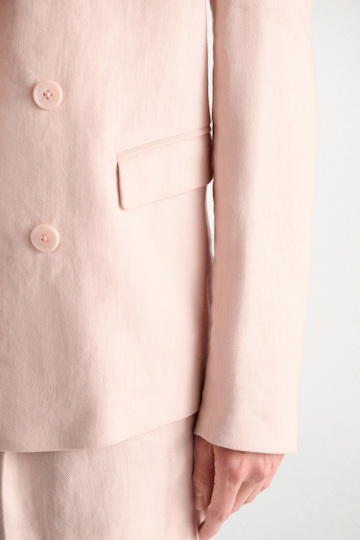 Dorothee Schumacher Double-breasted linen-cotton blazer powder
