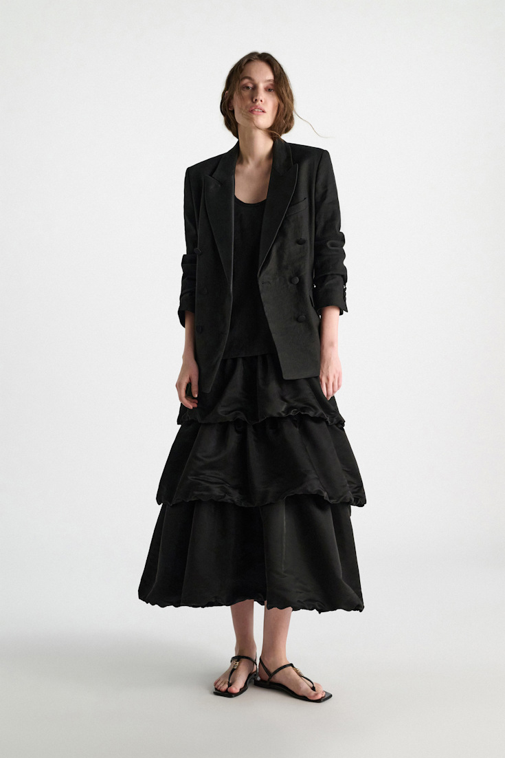 Dorothee Schumacher Smoking-Blazer aus Leinen und Baumwolle pure black