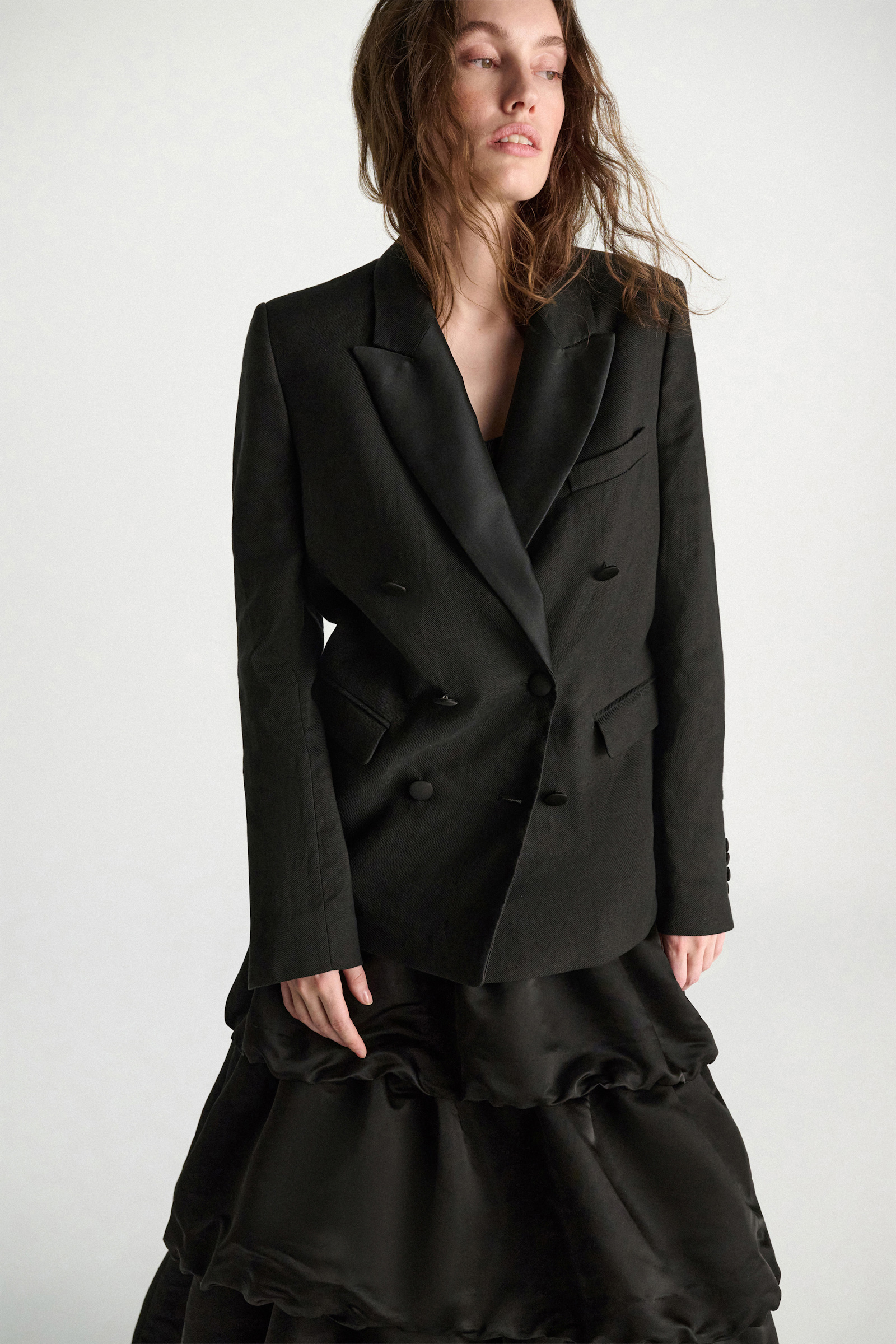 Dorothee Schumacher Smoking-Blazer aus Leinen und Baumwolle pure black