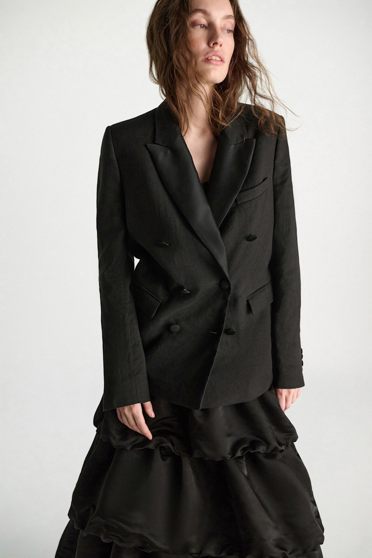 Dorothee Schumacher Smoking-Blazer aus Leinen und Baumwolle pure black