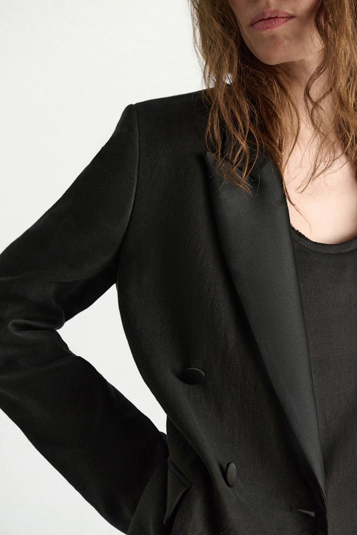 Dorothee Schumacher Smoking-Blazer aus Leinen und Baumwolle pure black
