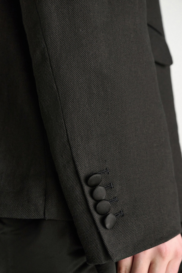 Dorothee Schumacher Smoking-Blazer aus Leinen und Baumwolle pure black