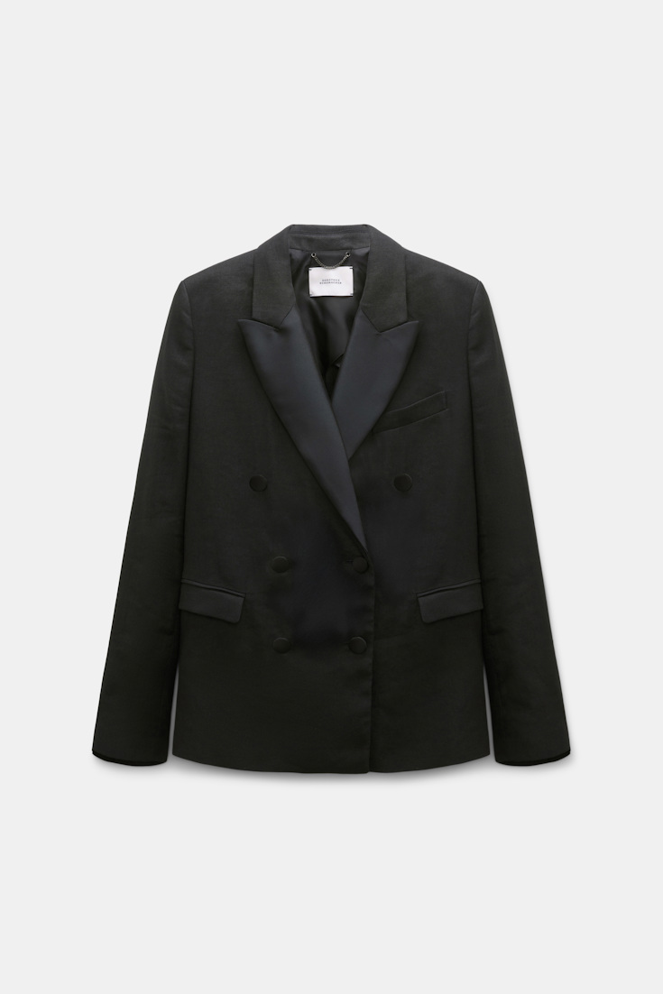Dorothee Schumacher Smoking-Blazer aus Leinen und Baumwolle pure black
