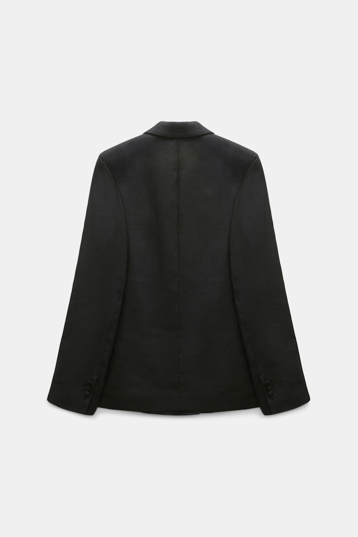 Dorothee Schumacher Smoking-Blazer aus Leinen und Baumwolle pure black