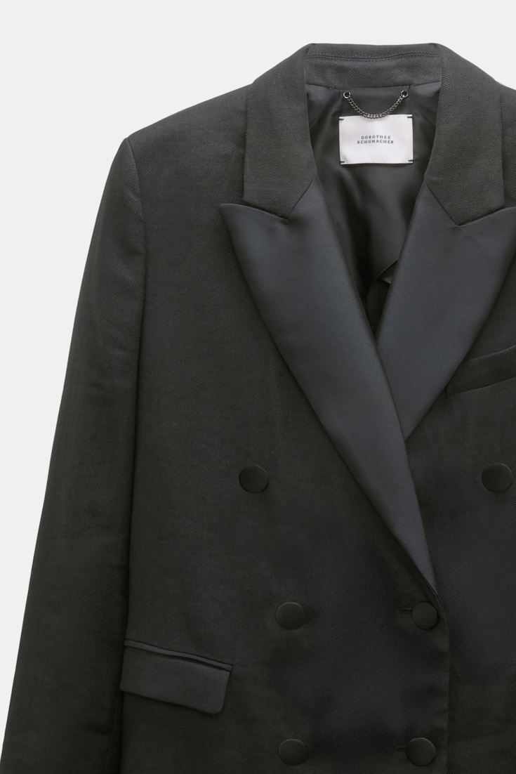 Dorothee Schumacher Smoking-Blazer aus Leinen und Baumwolle pure black