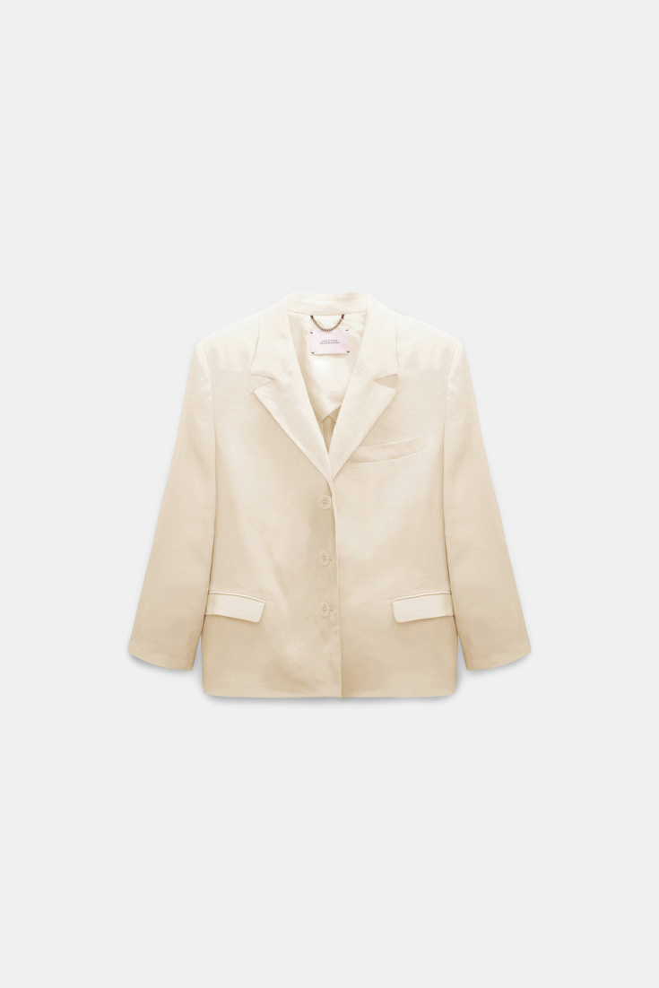 Dorothee Schumacher Linen-cotton shrunken blazer champagner