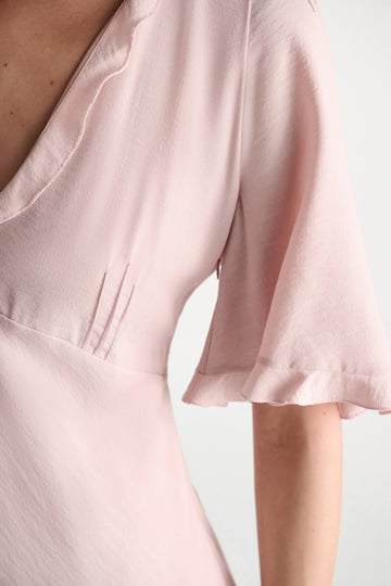 Dorothee Schumacher V-neck midi-dress with flounce trim powder