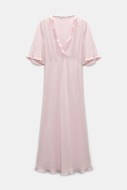 Dorothee Schumacher V-neck midi-dress with flounce trim powder
