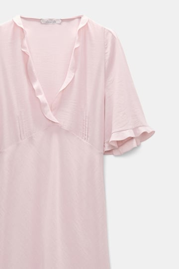 Dorothee Schumacher V-neck midi-dress with flounce trim powder