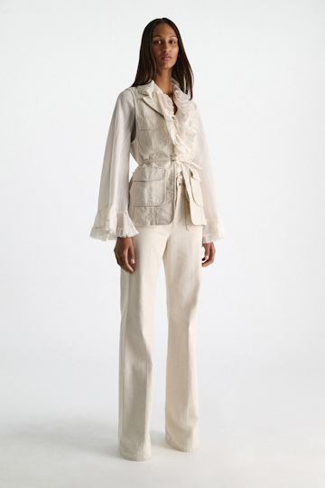 Dorothee Schumacher Striped silk-viscose blouse camellia white