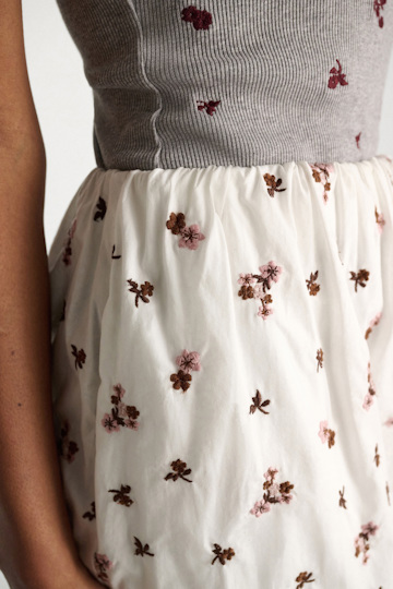 Dorothee Schumacher Embroidered cotton knee-length skirt D-rose embroidery