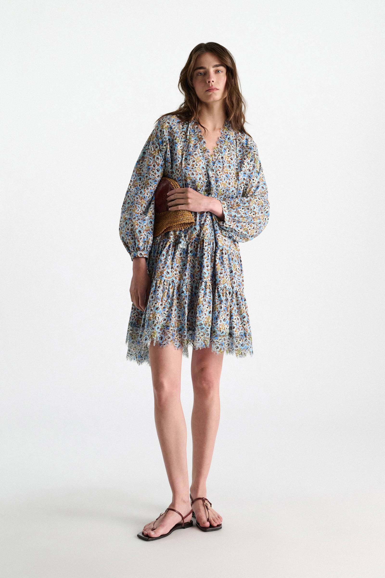 Dorothee Schumacher Signature print dress with lace mini boho flower blue