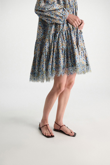 Dorothee Schumacher Signature print dress with lace mini boho flower blue