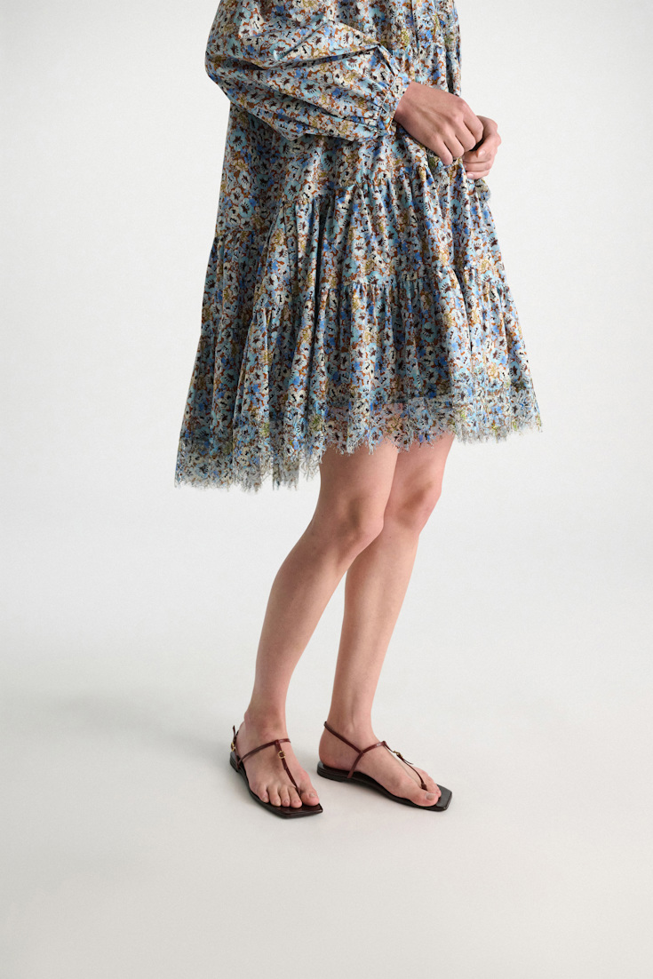 Dorothee Schumacher Signature print dress with lace mini boho flower blue