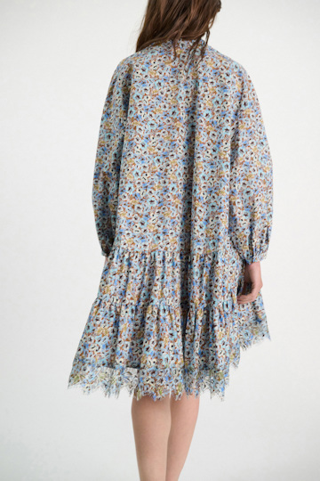 Dorothee Schumacher Signature print dress with lace mini boho flower blue