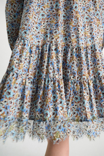 Dorothee Schumacher Signature print dress with lace mini boho flower blue