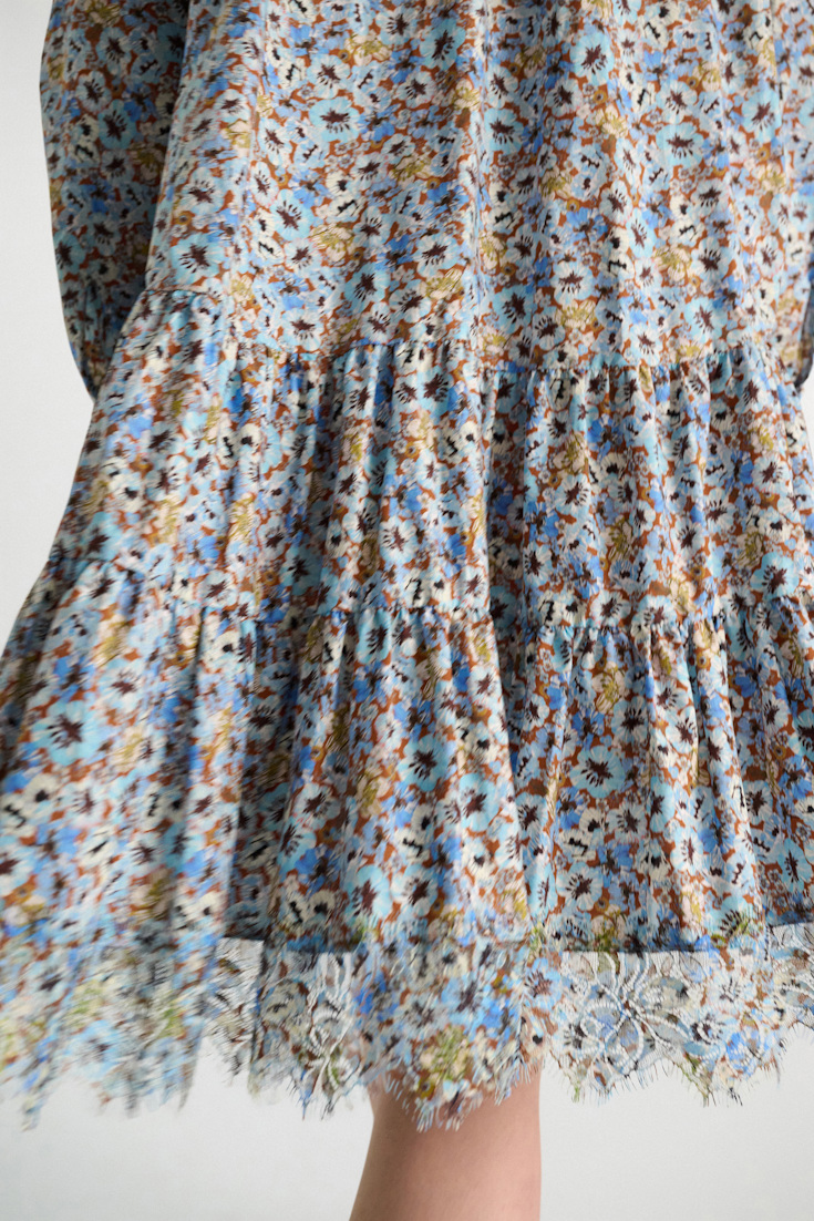 Dorothee Schumacher Signature print dress with lace mini boho flower blue