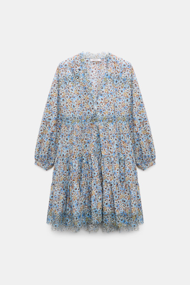 Dorothee Schumacher Signature print dress with lace mini boho flower blue