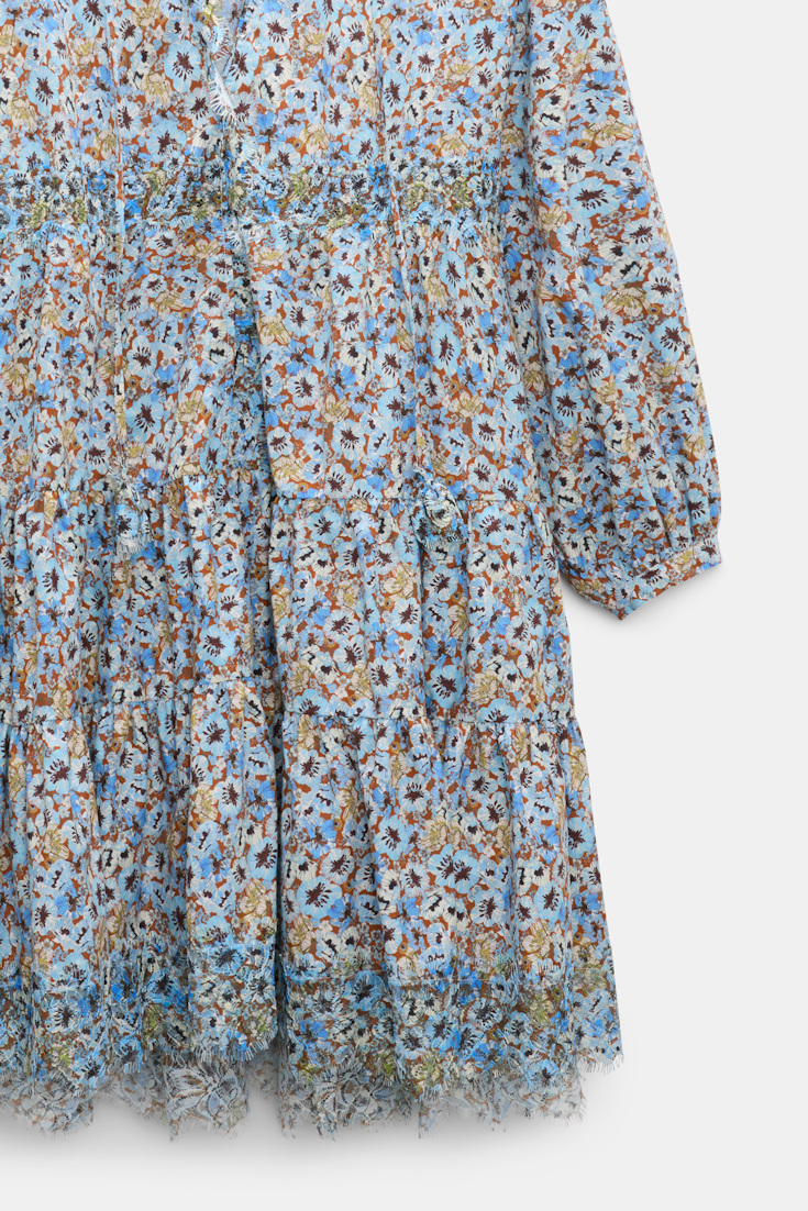 Dorothee Schumacher Signature print dress with lace mini boho flower blue