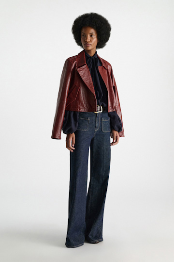 Dorothee Schumacher Boxy leather jacket marsala