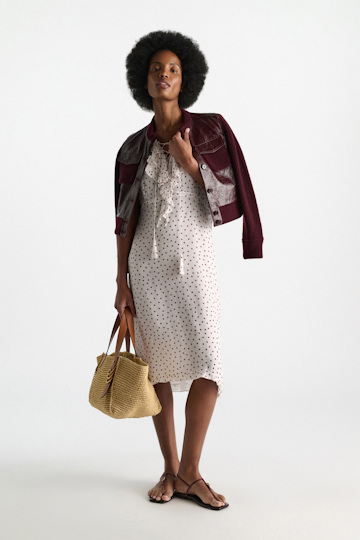 Dorothee Schumacher Leather and knit jacket dark bordeaux